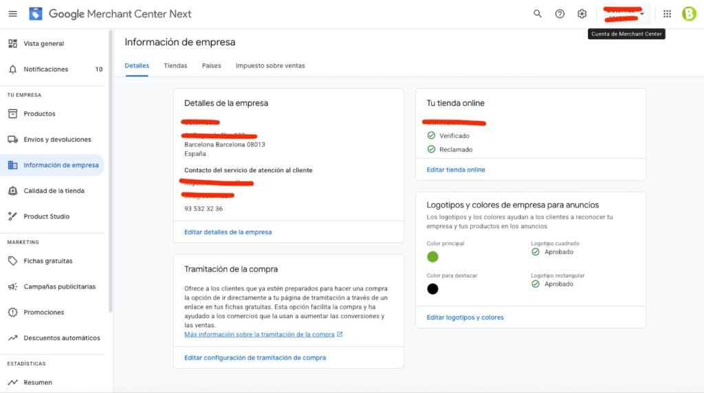 Verificación tienda online en Google Merchant Center